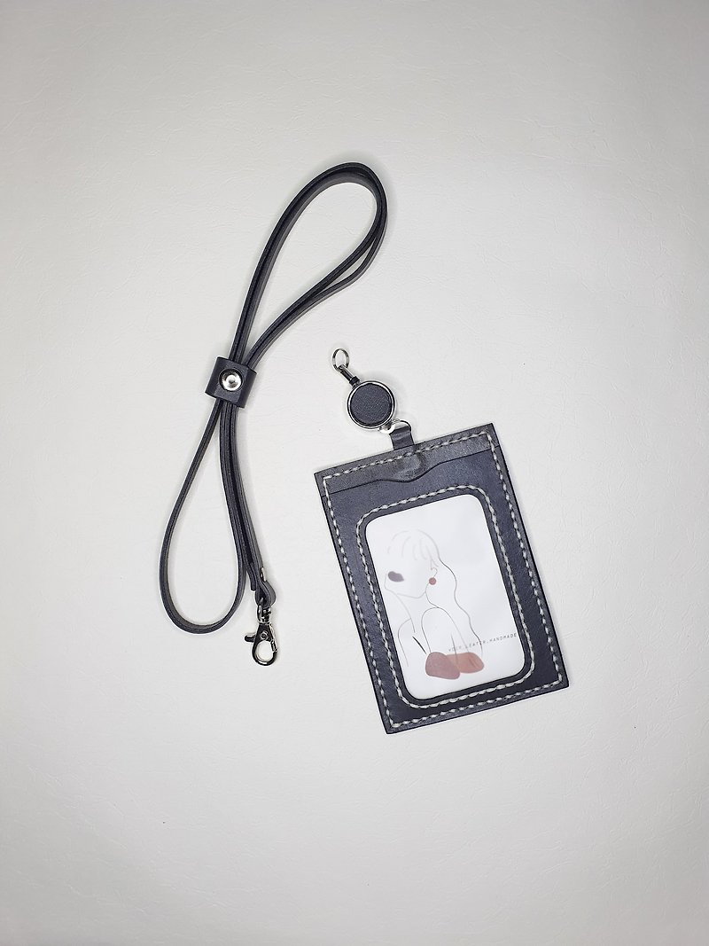 VOIR Textured Aesthetic ID Holder - ID & Badge Holders - Genuine Leather Gray