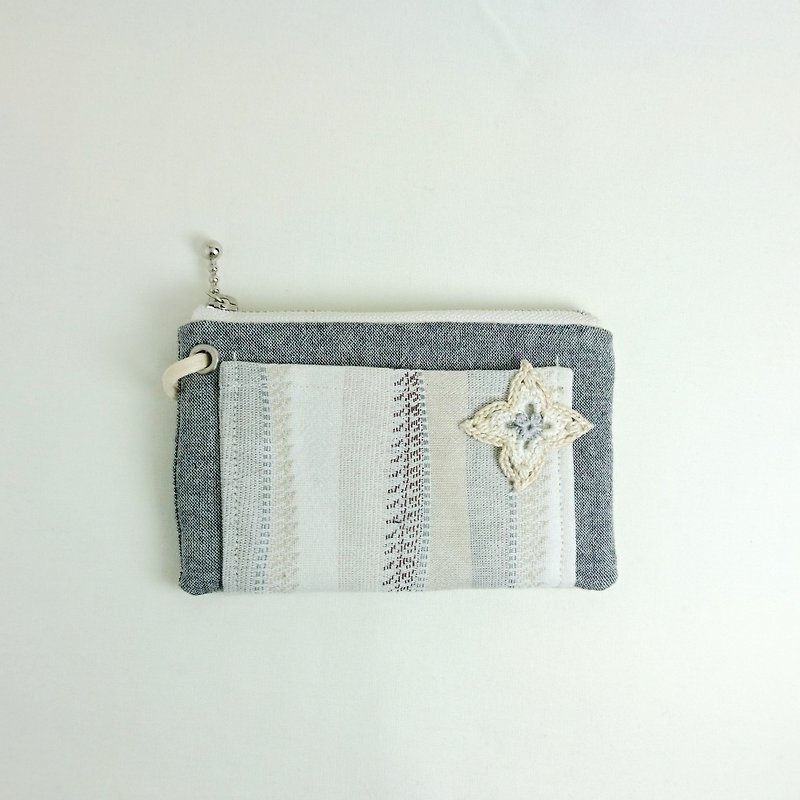 [Multi-purpose zipper bag XS +] quicksand. Khaki Star - กระเป๋าใส่เหรียญ - ผ้าฝ้าย/ผ้าลินิน สีนำ้ตาล