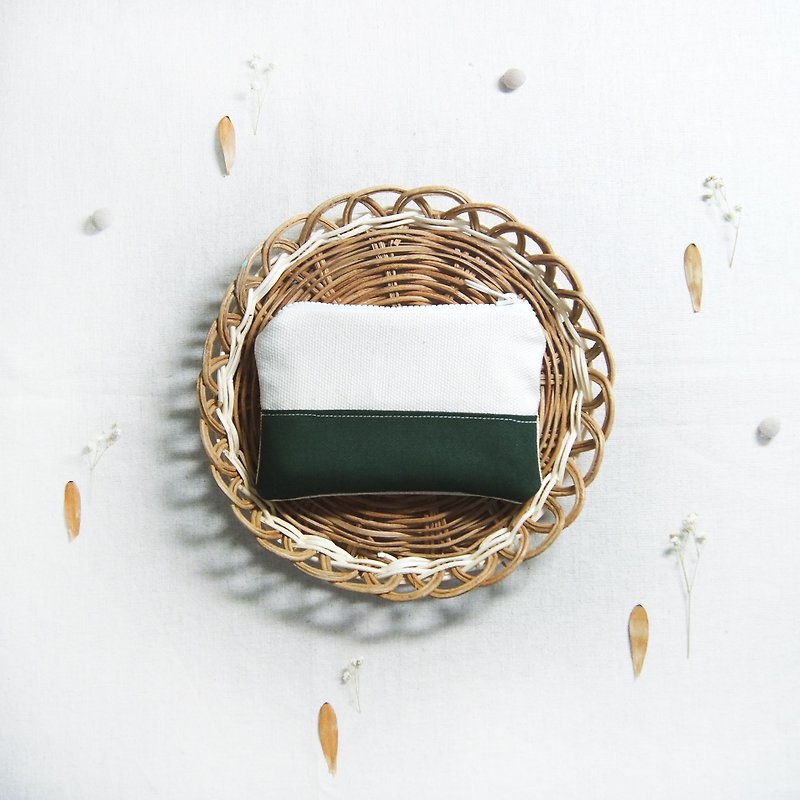 Small fresh coin purse - forest green - กระเป๋าใส่เหรียญ - ผ้าฝ้าย/ผ้าลินิน สีเขียว