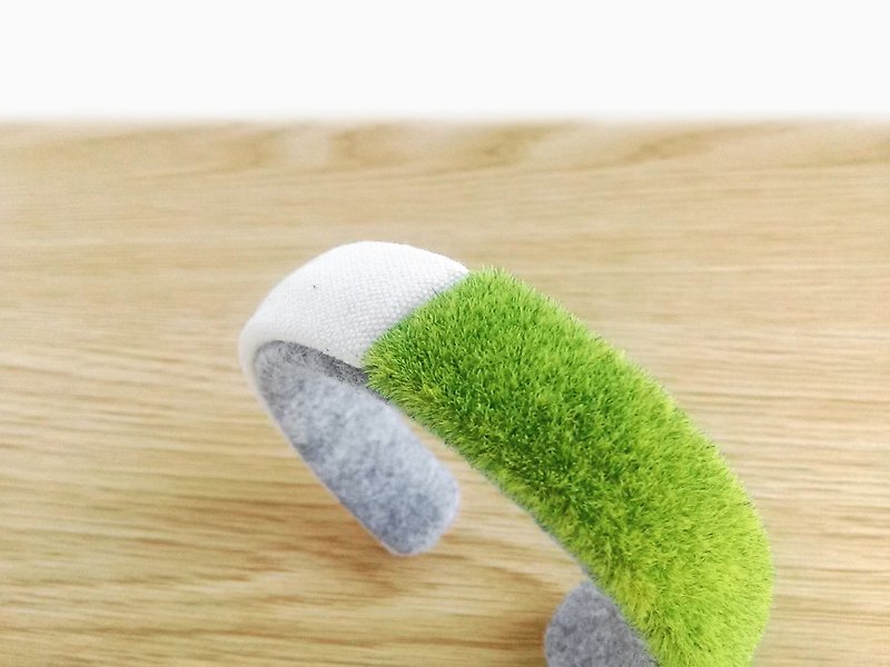 grass bracelet cuff, Kawaii lawn bangle,Green bracelet, Gift for women, pretty - 手鍊/手環 - 棉．麻 綠色