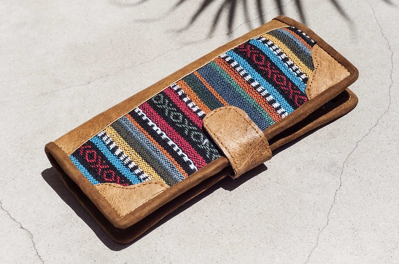 Chinese Valentine's Day Gifts Graduation Gifts Birthday Gifts Father's Day Gift Exchange Limited Edition A Genuine Leather Wallet/ Woven Stitching Leather Long Clip/ Long Wallet/ Coin Purse/ Woven Leather Wallet - Moroccan Desert Ethnic Style Suede - Wallets - Genuine Leather Multicolor
