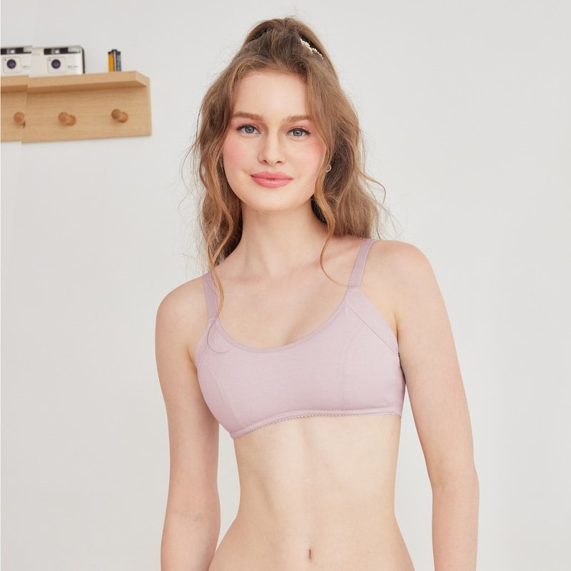 Clany Antibacterial Bamboo Fiber Cotton Soft Wireless Bra SQ/2XL Underwear 8051-91 Purple - ชุดชั้นในผู้หญิง - ผ้าฝ้าย/ผ้าลินิน สีม่วง