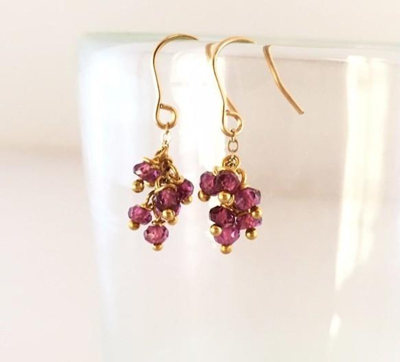 Rhodlite Garnet K14GF Dangling Earrings - Earrings & Clip-ons - Gemstone Purple