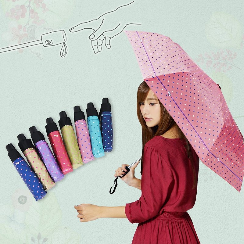 Cool down 14 degrees Katy wind dot single finger ultra-light retractable vinyl automatic umbrella_Automatic opening and closing - Umbrellas & Rain Gear - Waterproof Material 