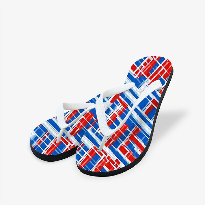 PSHK flip-flops and slippers for men and women the same parent-child style Hong Kong series (red, white and blue) - Slippers - Other Materials Multicolor