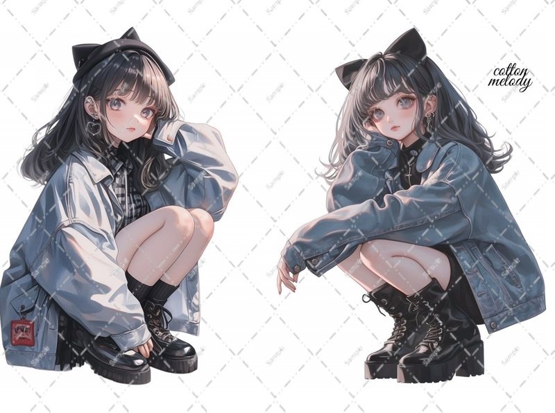 original sticker no.2399 人物ステッカー オリジナルステッカー オリジナル人物ステッカー 装飾ステッカー cotton melody - 貼紙 - 紙 