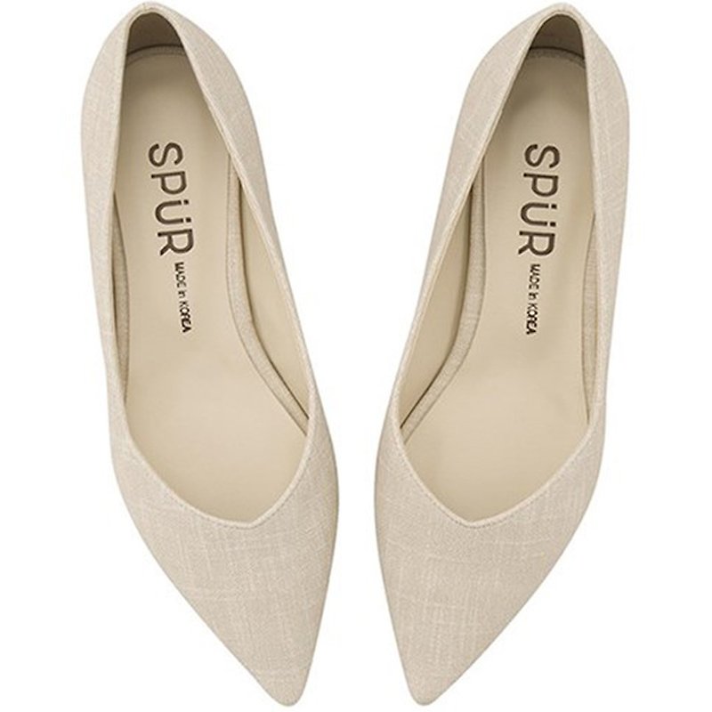 Pre-order – SPUR 簡約尖頭平底鞋 OS7028 BEIGE - 女款皮鞋 - 人造皮革 