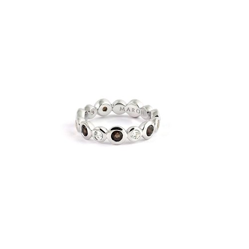 MARON Jewelry Urban Round Eternity Ring with Smoky Quartz and White Topaz