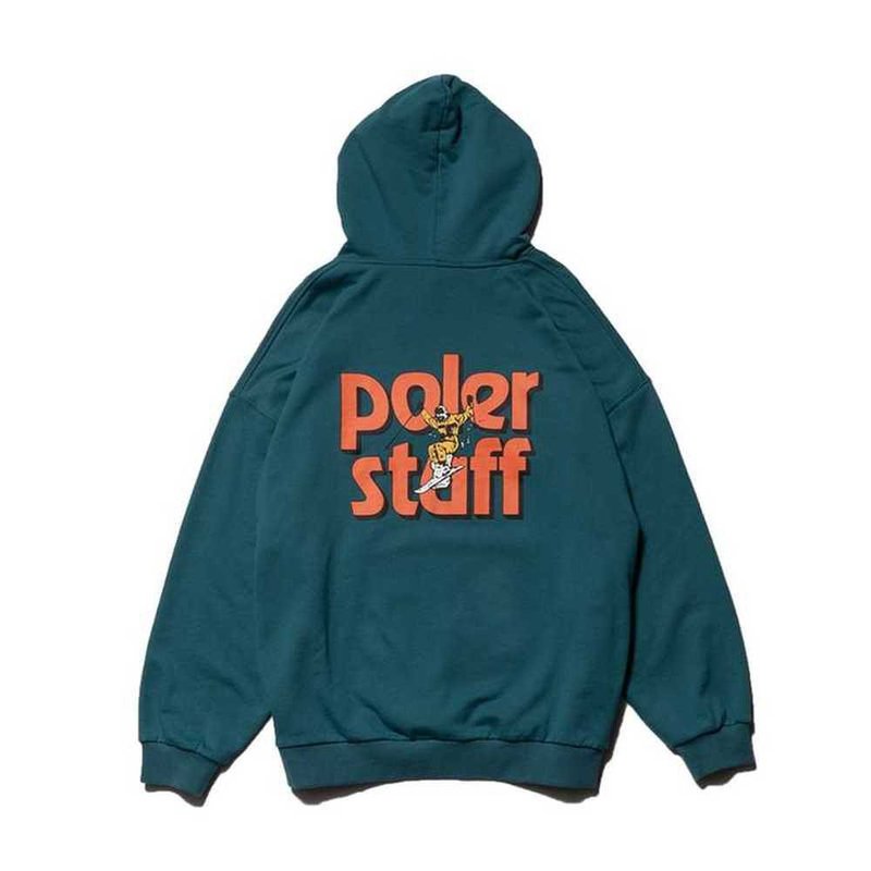 Japan Limited POLER MONOSKI HOODIE Casual Hooded University TEE Blue Green - เสื้อฮู้ด - วัสดุอื่นๆ สีน้ำเงิน