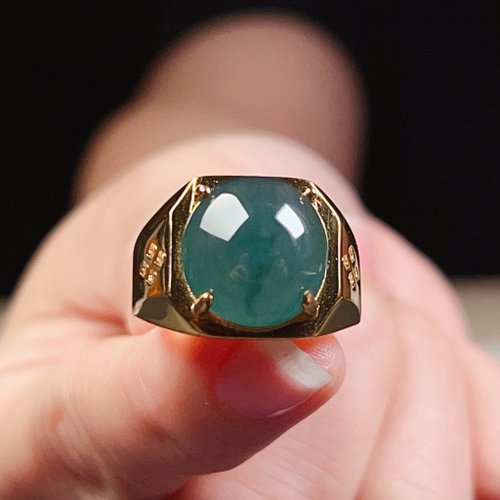 瓔珞珠寶盒 E.L.Jewelry Box 冰種藍水翡翠蛋面戒指 925純銀 | 天然翡翠A貨 | 送禮