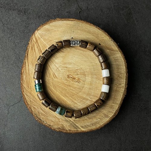 Piecesmet Accessory 島嶼Island | 加拉巴哥x原木手鍊 (印度瑪瑙/白玉)天然水晶礦石