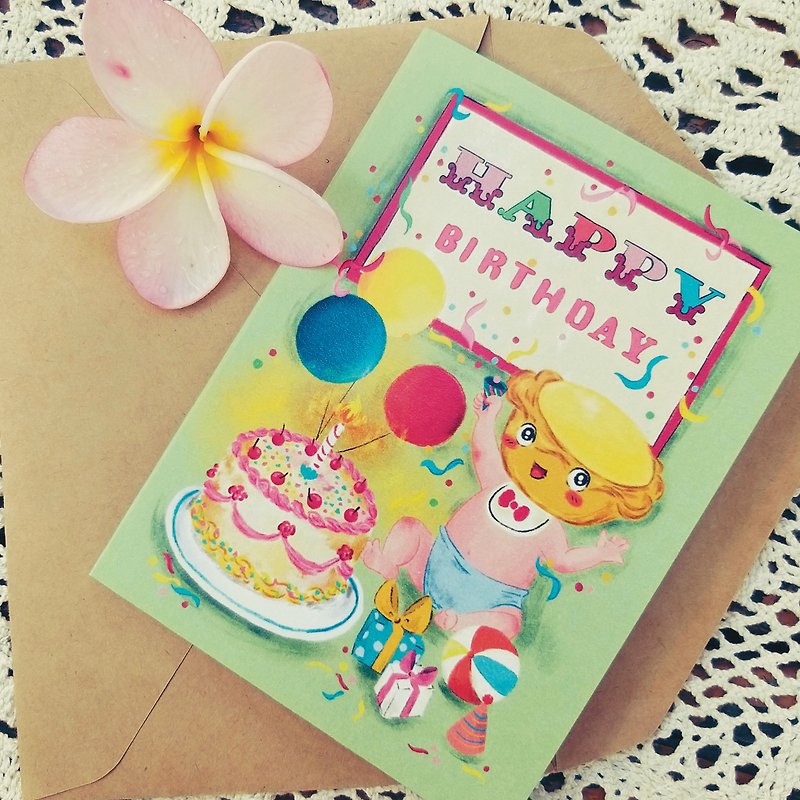 【Egg Tart Series-Happy Birthday】Birthday Card / Heart Card / Greeting Card - Cards & Postcards - Paper 