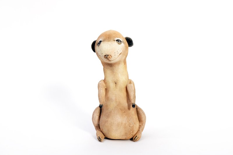 Handicraft fox cub || animal puppet / hand-painted acrylic / ornaments / limited edition - ตุ๊กตา - สี สีกากี