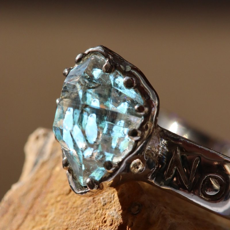 オイルインクォーツNo cat,No life.　シルバーリング - 戒指 - 水晶 銀色