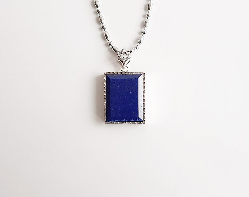 [Gemstones] Night sky natural ore lapis lazuli 925 silver • Necklace (gift alloy chain) - Necklaces - Gemstone Blue