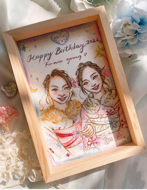 小麻糬插畫 手繪畫 客製似顏繪 結婚禮物 手繪