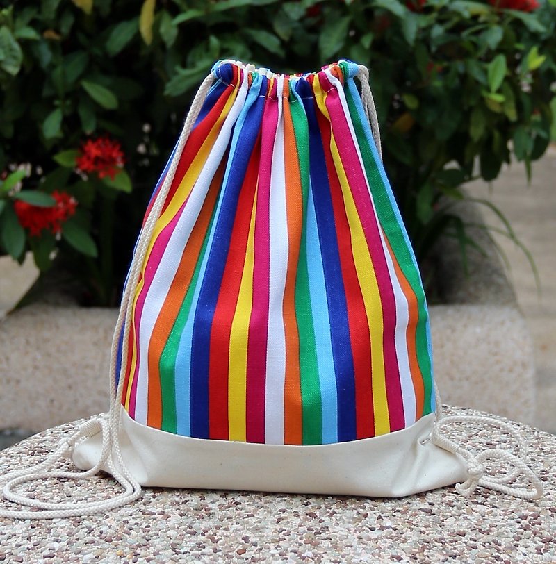 Silverbreeze ~ Beam Mouth Backpack ~ (Color Sliver) (B11) In Stock - Drawstring Bags - Cotton & Hemp Multicolor
