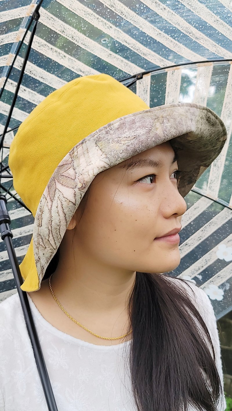 台灣綠工藝認證  善意之帽－圓頂遮陽帽  雙面可戴  適合塞馬尾 - 帽子 - 棉．麻 橘色