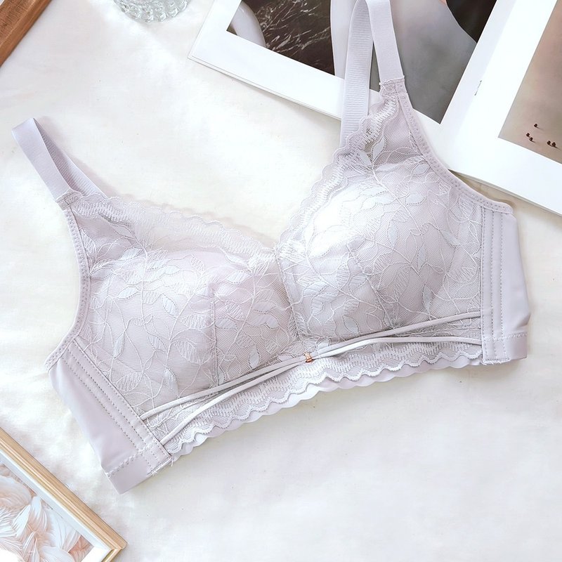 Pink Lady Wireless BC Cup Far Window Flower View Uniform Slightly Thickened Cup Smooth Side Panel Bra - Women's Underwear - Other Man-Made Fibers Purple