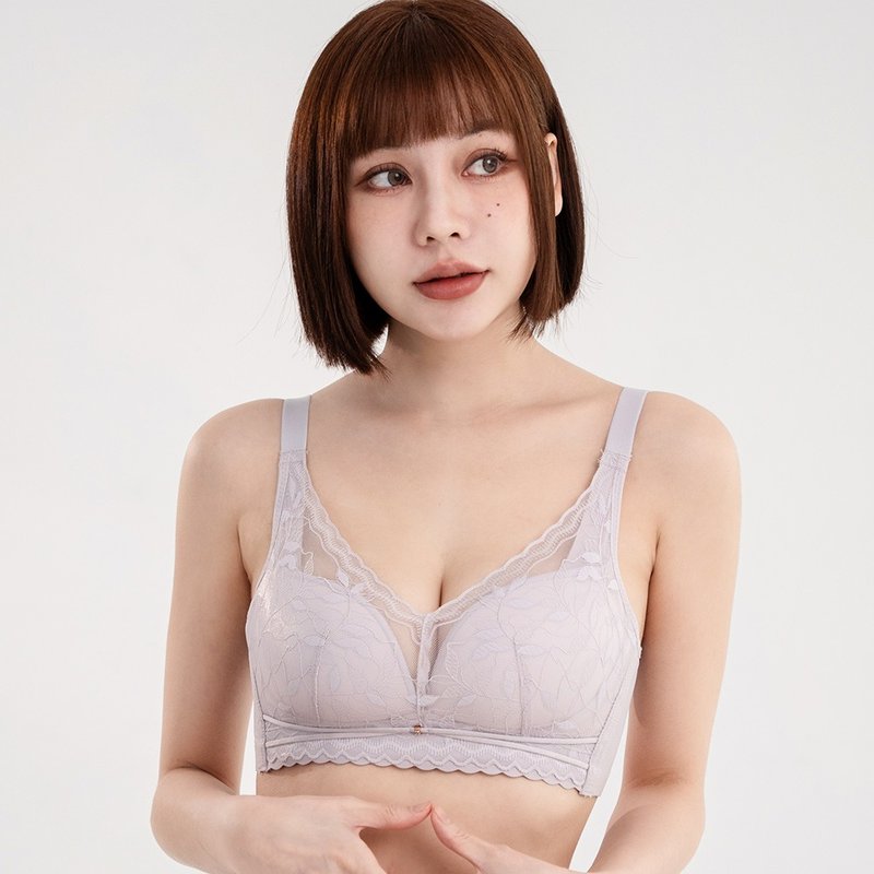 Pink Lady 無鋼圈 BC罩杯 遠窗花景 均勻微加厚杯 柔滑側片內衣 - 女內衣褲 - 其他人造纖維 紫色
