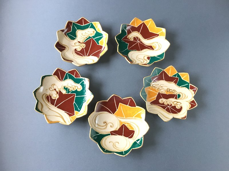 Overglaze plate set of 5 - Small Plates & Saucers - Pottery Multicolor