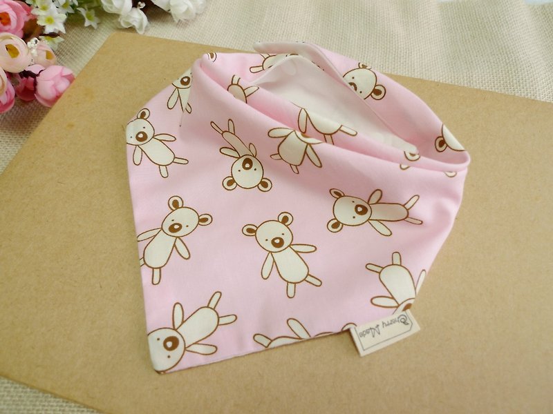 Triangle saliva towel-baby bear (pink) - ผ้ากันเปื้อน - กระดาษ สึชมพู