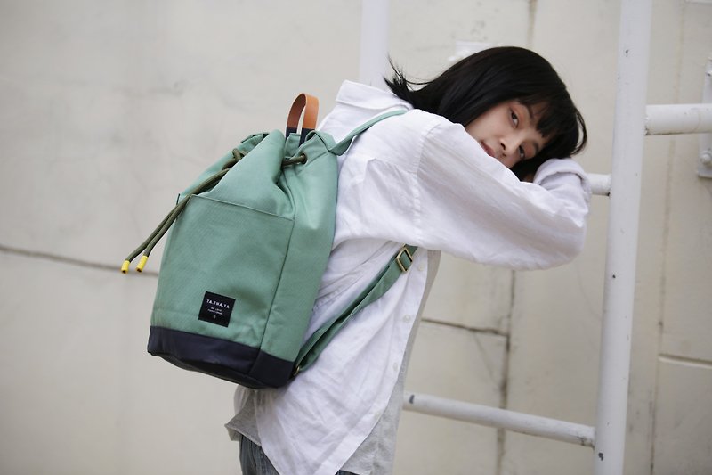 Dumpling spring backpack - กระเป๋าเป้สะพายหลัง - ผ้าฝ้าย/ผ้าลินิน สีเขียว