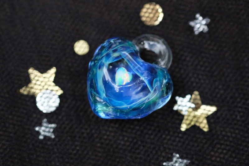 Heartfall- The Love Lock (Blue) 心鎖(藍) - 項鍊 - 玻璃 藍色