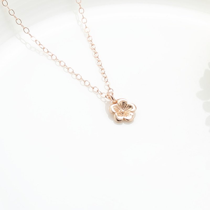 【Angel & Me】Plum flower s925 sterling silver 24k gold plated necklace gift - สร้อยคอ - โรสโกลด์ สีทอง