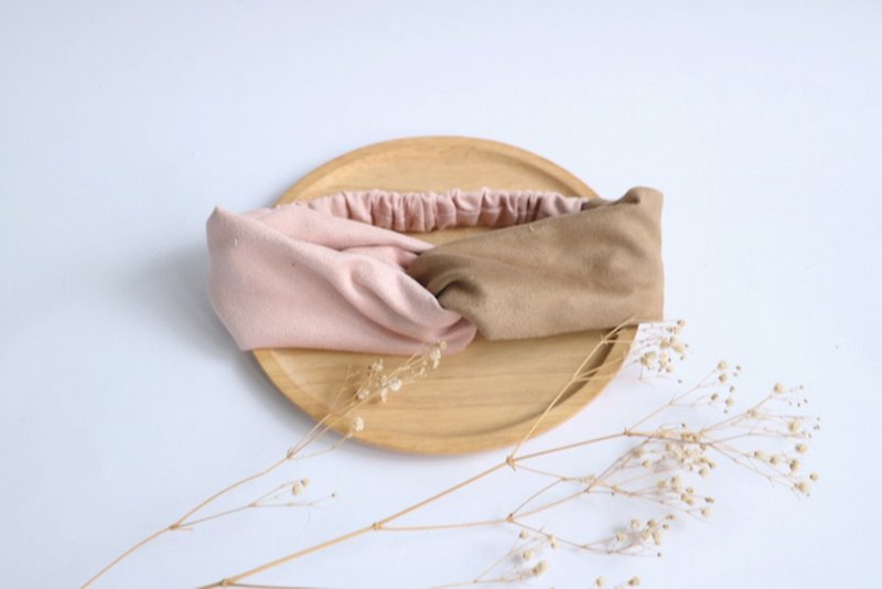 Mary Wil two-tone suede headband-pink/ Khaki - Hair Accessories - Cotton & Hemp Pink