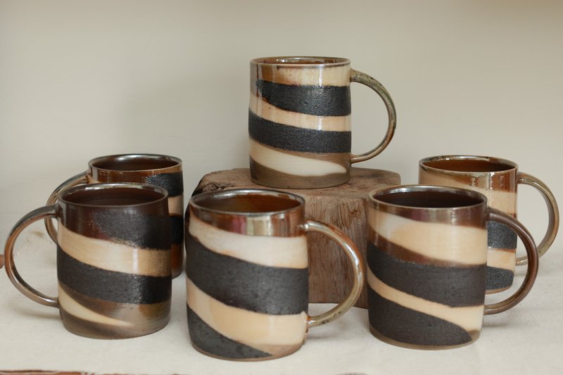 柴燒咖啡杯/馬克杯/300ml/三色巧克力系列/瀧間拾光 - 咖啡杯 - 陶 