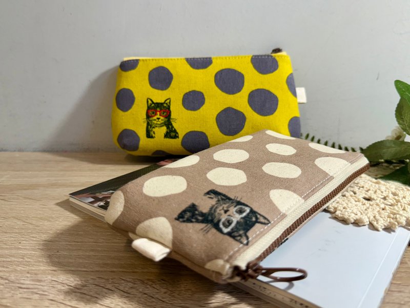 【現貨】喵點日常/便攜式拉鍊化妝包 &眼鏡收納袋 立體蓬蓬 - 化妝包/收納袋 - 棉．麻 