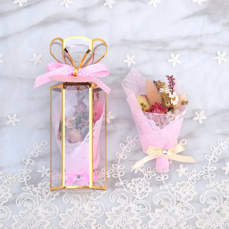 迷你乾燥花束禮盒(小)-浪漫粉 婚禮小物 聖誕禮物 - 乾燥花/永生花 - 植物．花 粉紅色