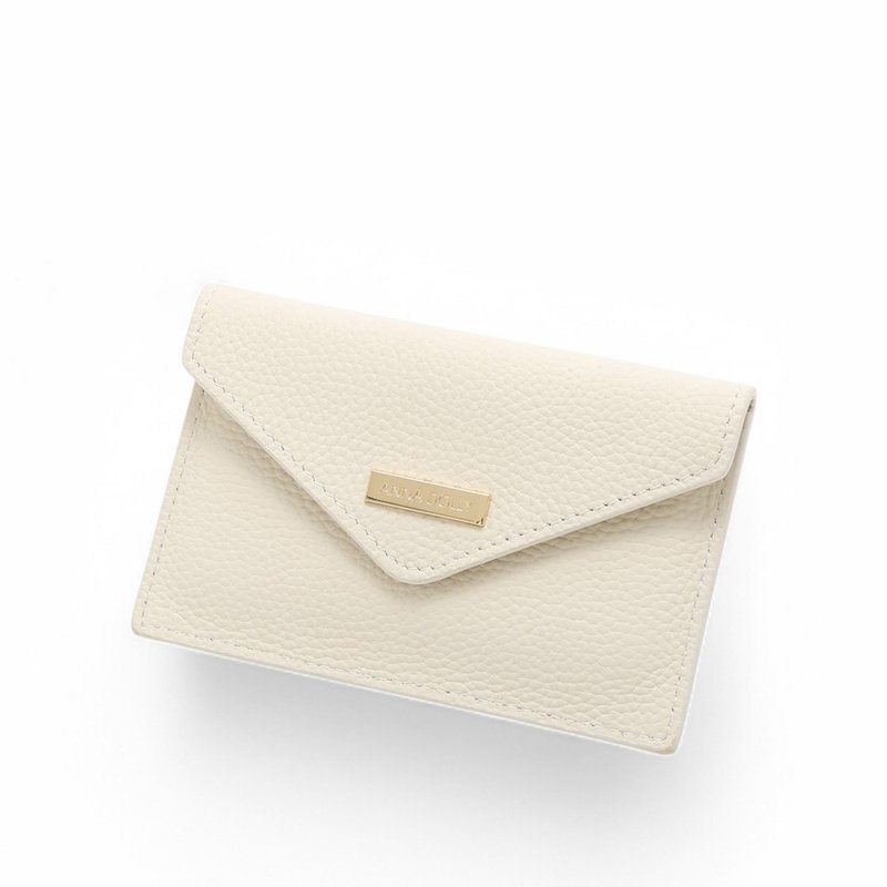 ANNA DOLLY Envelope-Style Genuine Leather Multi-Card Short Wallet - White - กระเป๋าสตางค์ - หนังแท้ ขาว