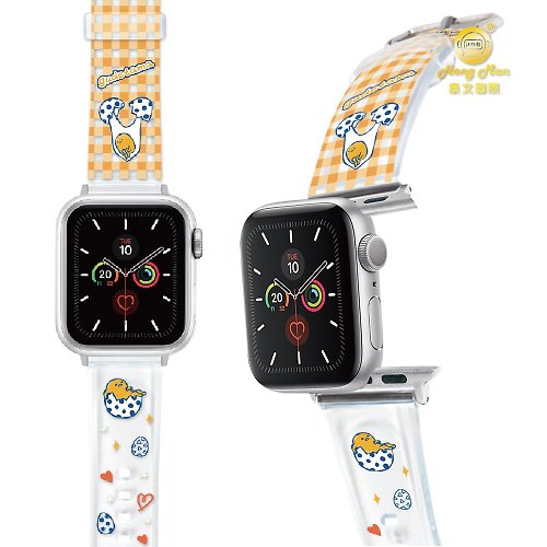 HongMan康文國際 三麗鷗 蛋黃哥 Apple Watch PVC果凍透明錶帶 GU悠然誕生