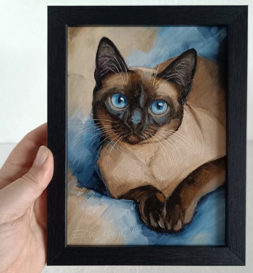シャム猫　アート　絵画　極美品 500x0.jpg