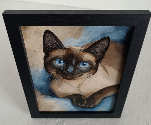 シャム猫　アート　絵画　極美品 Amazon.co.jp: シャム猫 キャンバスウォールアート 美しい青い目