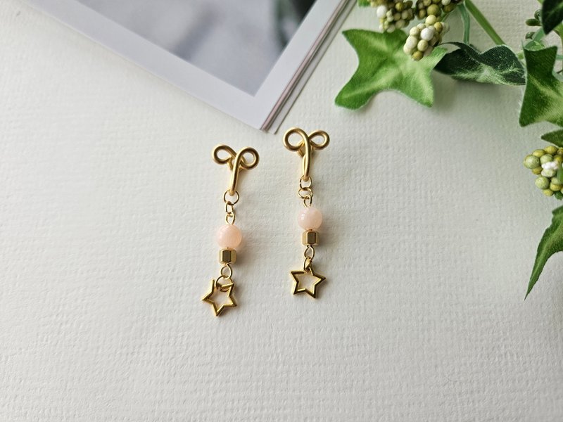 [Dream Star] Pink ~ Painless Clip-On, clip-on earrings, ear hooks - ต่างหู - วัสดุอื่นๆ 