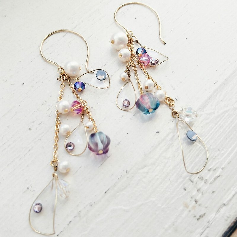 Momolico peach like earrings rainbow spray - Earrings & Clip-ons - Other Materials Multicolor