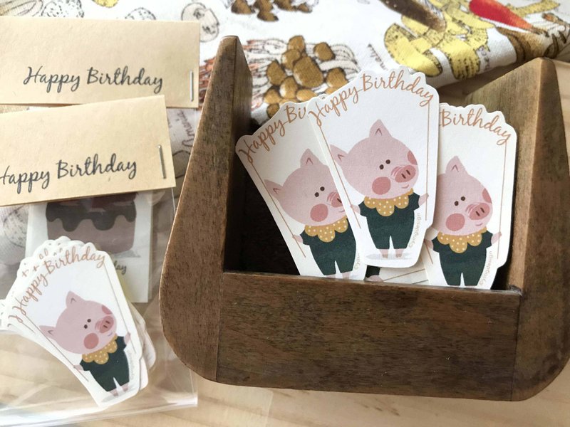 Happy Birthday Happy Birthday Piggy Stickers (10pcs) - สติกเกอร์ - กระดาษ หลากหลายสี