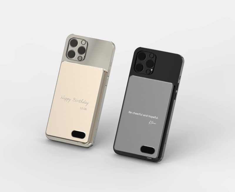 【訂製禮物】超薄鋁合金磁吸行動電源|客製化鐫刻|禮物包裝 - 科技小物 - 鋁合金 