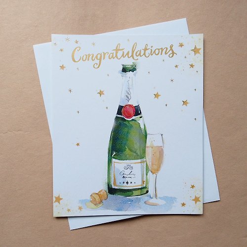 205剪刀石頭紙 開香檳慶祝【Hallmark-UK卡片 恭喜道賀】