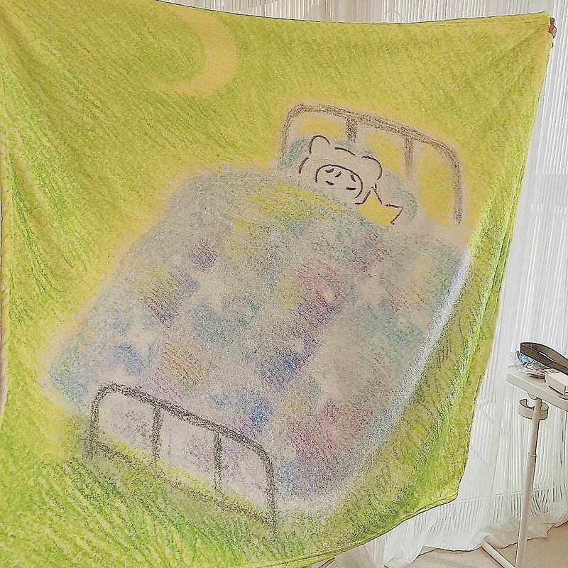 Dream Flight Diary Flannel Knee Blanket Lunch Blanket - ผ้าห่ม - เส้นใยสังเคราะห์ สีเขียว