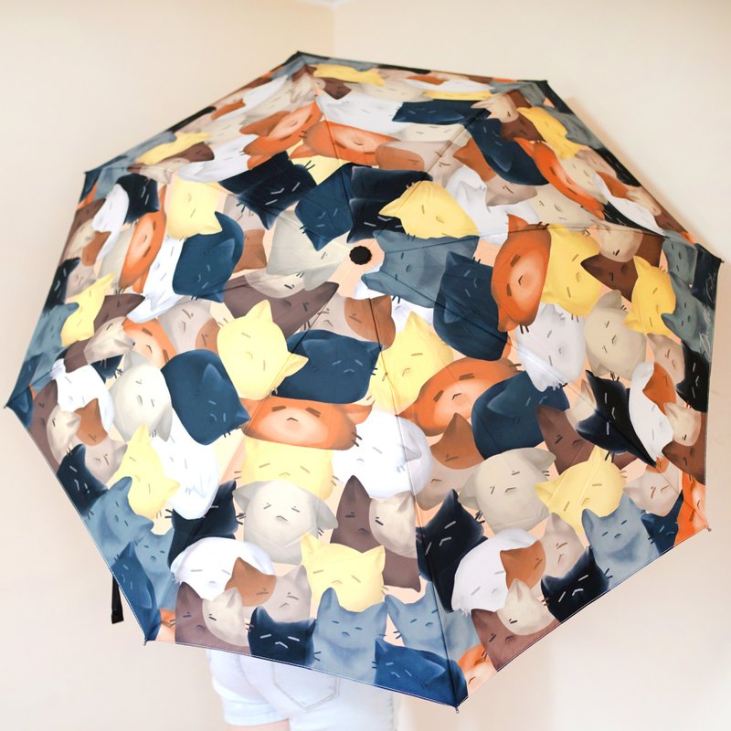 Meowchi Co【猫炸】Camouflage Cat Ci Umbrella Three-fold Umbrella Long Straight Umbrella Rain Cover Rainy Season Must-Have - Umbrellas & Rain Gear - Waterproof Material Orange