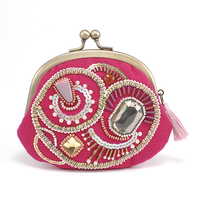 A wide opening tiny purse, coin purse, pill case, gorgeous pink pouch, No,8 - 化妝包/收納袋 - 塑膠 粉紅色