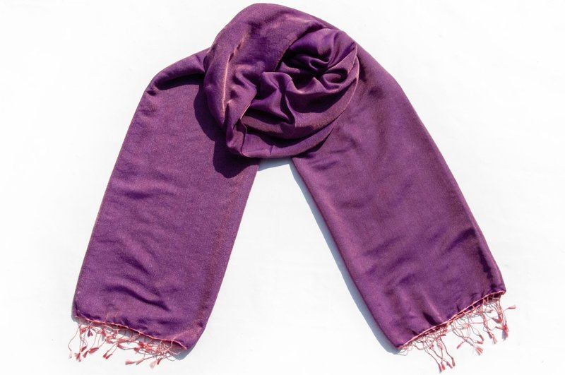 Cashmere woven cashmere scarf wool silk shawl ring velvet shawl - two colors - ผ้าพันคอถัก - ขนแกะ สีม่วง