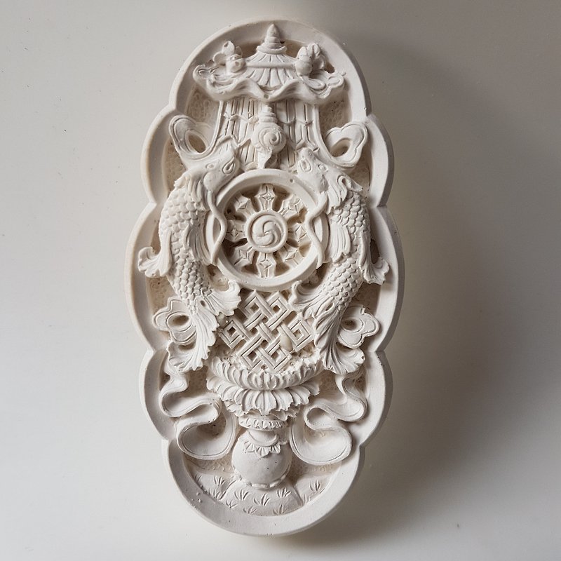 Aroma Stone wall plaque -  "Ashtamangala " - Fragrances - Other Materials White