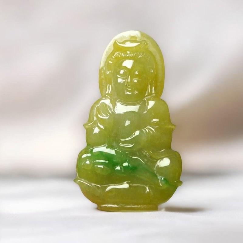 冰三彩翡翠觀音菩薩 | 天然緬甸玉翡翠A貨 | 送禮 - 項鍊 - 玉石 多色