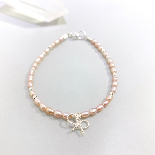 Ops手工飾品設計 Ops Pearl silver bracelet-小珍珠/純銀/細緻/手鍊/蝴蝶結/禮物