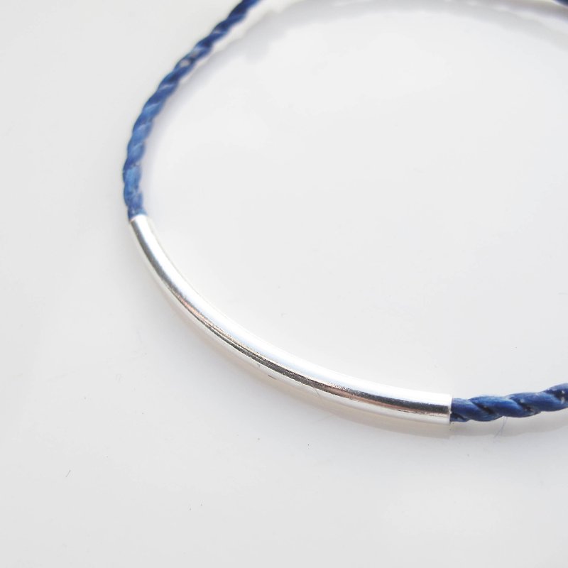 [Hand-woven Wax rope] Pure silver tube | Versatile Wax rope lucky bracelet | Big girl - สร้อยข้อมือ - เงินแท้ หลากหลายสี